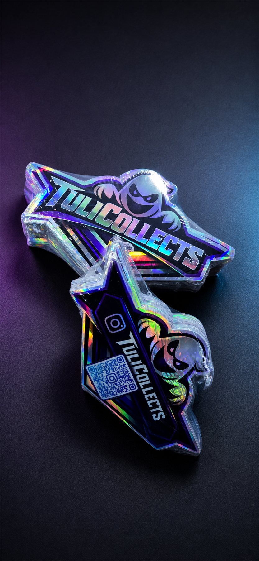Custom holographic die-cut stickers by Adicora