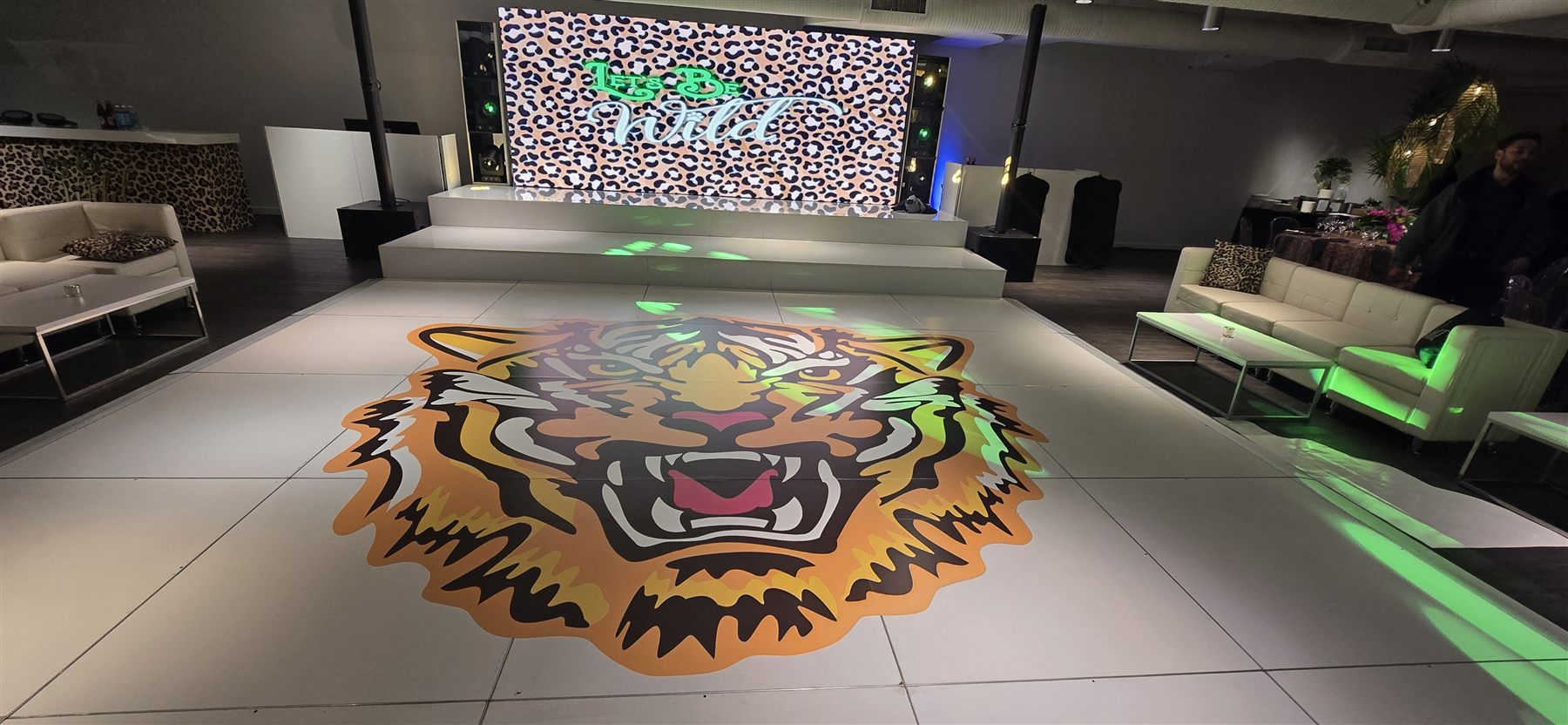 Animal-print themed dance floor and lounge by Adicora